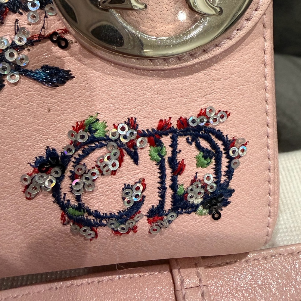 Limited Edition Lady Dior Pink Embroidered Sequin Floral Bag Christian Dior - Picture 7 of 17